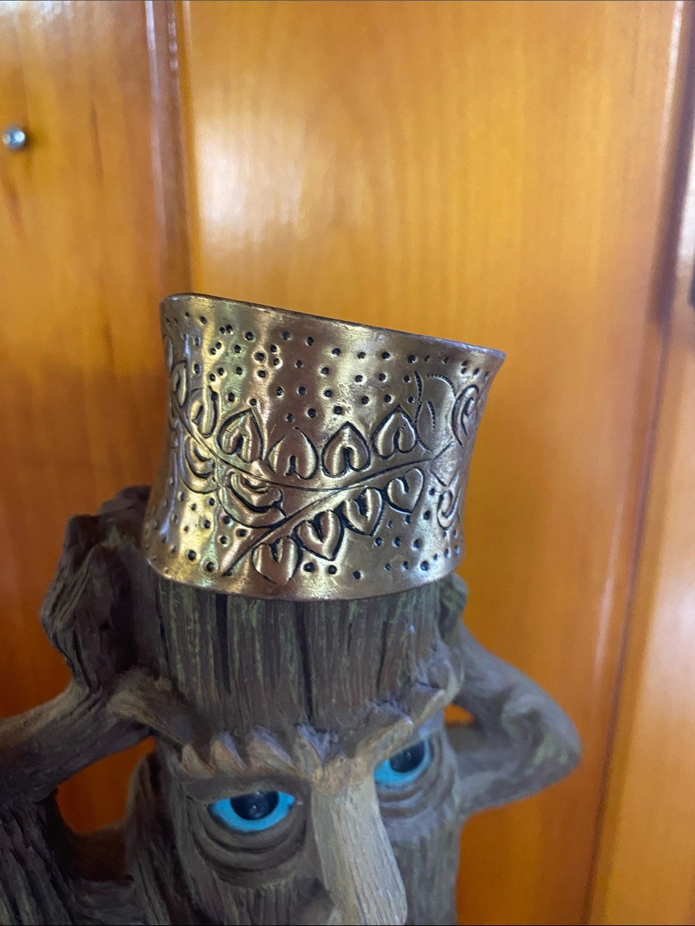 Decorative Embossed Metal Cuff Bracelet - Gold Tone
